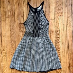 Parker Black and Gold Printed Fit and Flare Dress